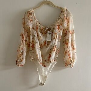 NWT Abercrombie floral off the shoulder bodysuit size small